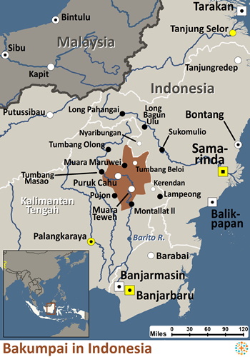 Map of Bakumpai in Indonesia