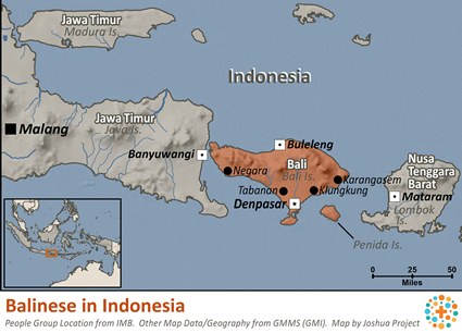 Map of Balinese in Indonesia