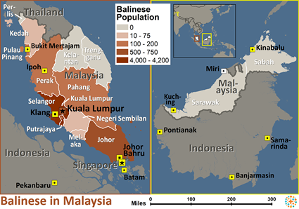 Map of Balinese in Malaysia