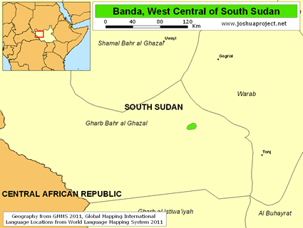 Map of Banda, West Central in South Sudan