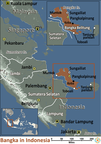 Map of Bangka in Indonesia