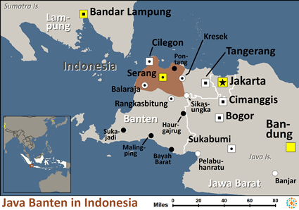 Map of Java Banten in Indonesia