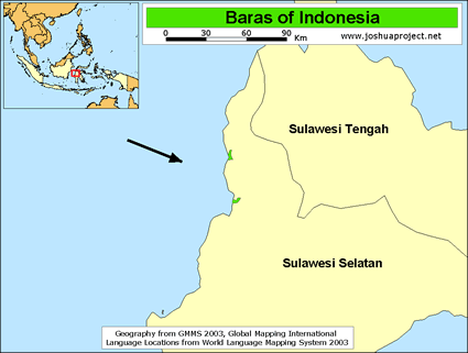 Map of Baras in Indonesia
