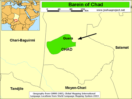 Map of Barein in Chad