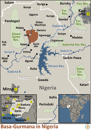 Map of Basa-Gurmana in Nigeria