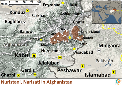 Map of Nuristani, Narisati in Afghanistan
