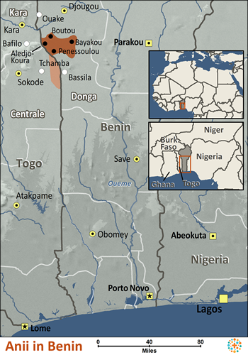 Map of Anii in Benin