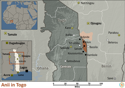 Map of Anii in Togo