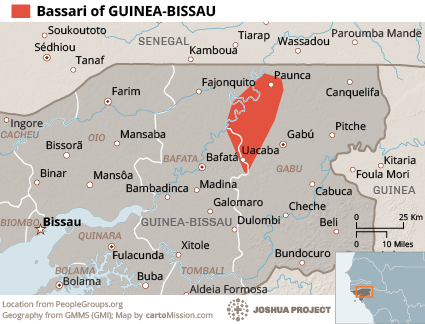 Map of Bassari in Guinea-Bissau