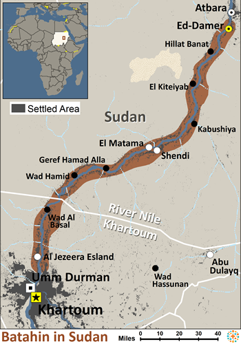 Map of Batahin in Sudan