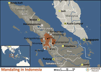 Map of Mandailing in Indonesia