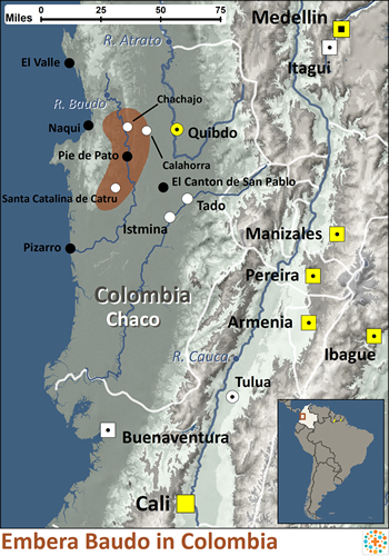 Map of Embera-Baudo in Colombia