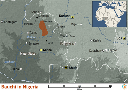 Map of Bauchi in Nigeria