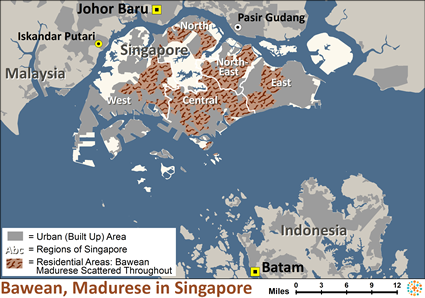 Map of Bawean, Madurese in Singapore