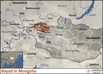 Map of Bayad in Mongolia