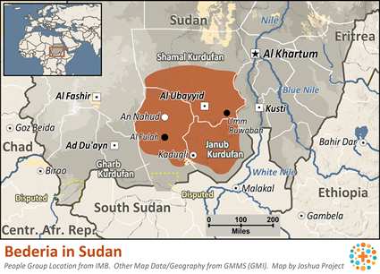 Map of Bederia in Sudan