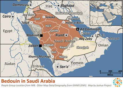 Map of Arab, Bedouin in Saudi Arabia