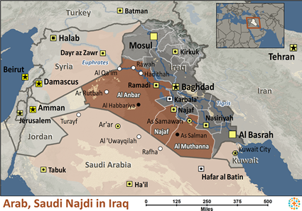 Map of Arab, Saudi - Najdi in Iraq