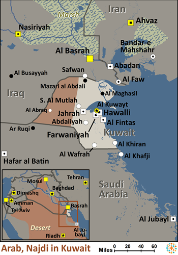 Map of Arab, Saudi - Najdi in Kuwait