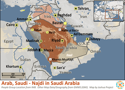Map of Arab, Saudi - Najdi in Saudi Arabia