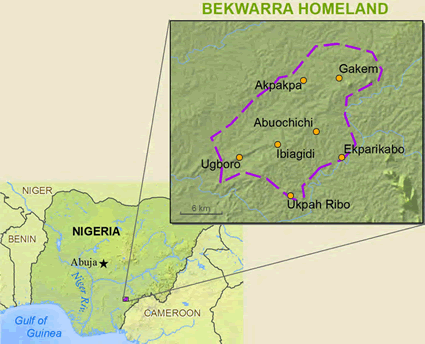 Map of Bekworra, Yakoro in Nigeria