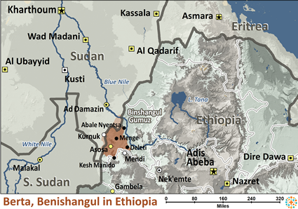 Map of Berta, Benishangul in Ethiopia