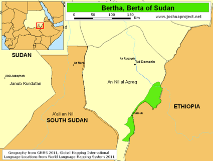 Map of Berta, Benishangul in Sudan