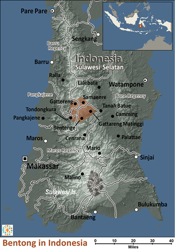 Map of Bentong in Indonesia