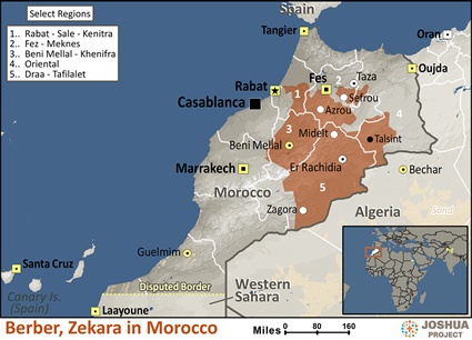 Map of Berber, Zekara in Morocco
