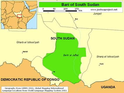 Map of Karo, Bari in South Sudan
