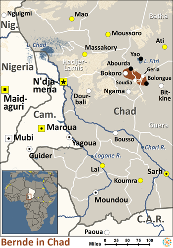 Map of Bernde in Chad