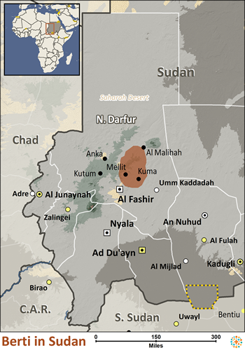 Map of Berti in Sudan