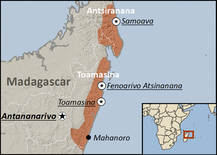 Map of Betsimisaraka, North in Madagascar
