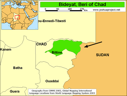 Map of Bideyat, Beri in Chad