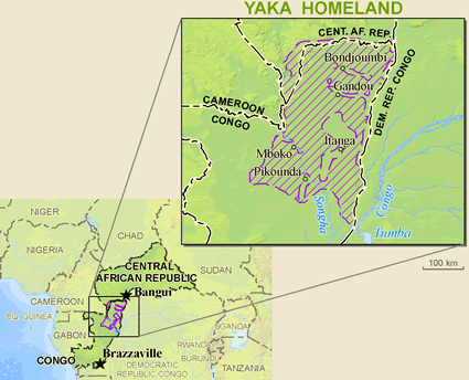 Map of Pygmy, Bayaka in Congo, Republic of the