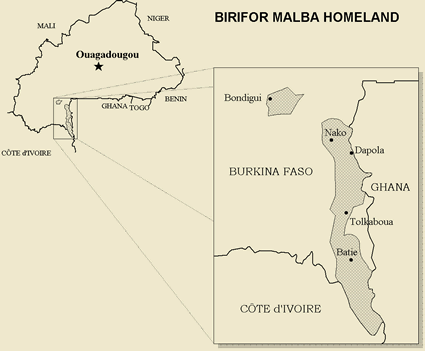 Map of Birifor, Northern in Burkina Faso
