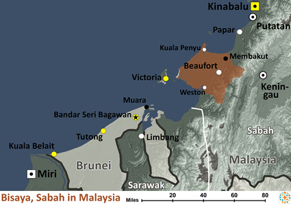 Map of Bisaya, Sabah in Malaysia