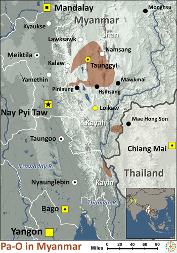 Map of Pa-O in Myanmar (Burma)