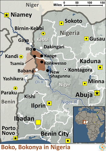 Map of Boko, Bokonya in Nigeria