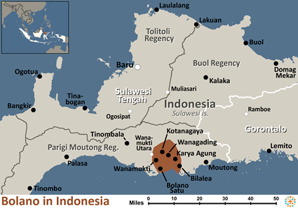 Map of Bolano in Indonesia