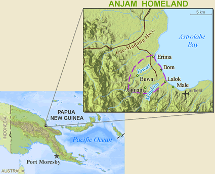 Map of Bom, Bogadjim in Papua New Guinea