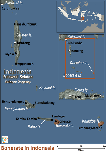 Map of Bonerate in Indonesia