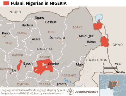 Map of Fulani, Nigerian in Nigeria
