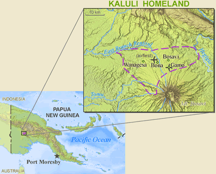Map of Bosavi in Papua New Guinea