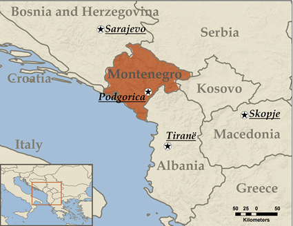 Map of Bosniak in Montenegro