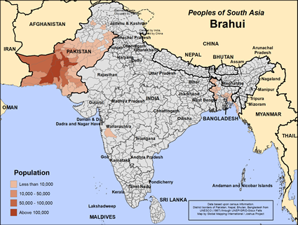 Map of Brahui unspecified in Pakistan