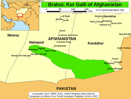 Map of Brahui in Afghanistan