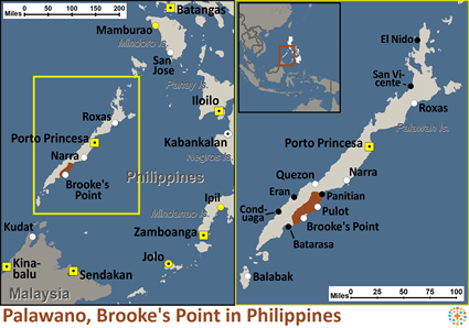 Map of Palawano, Brooke's Point in Philippines
