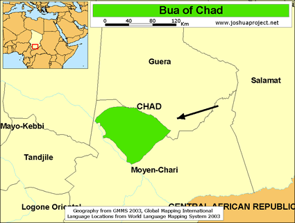 Map of Bua in Chad