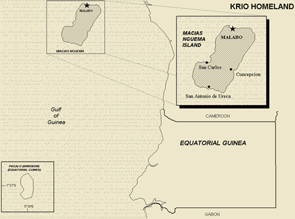 Map of Bube, Fernandian in Equatorial Guinea
